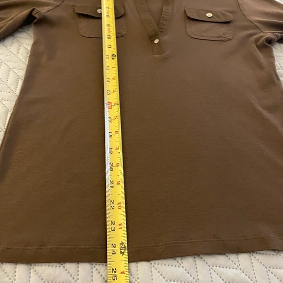 Lauren Ralph Lauren Women's Green 3/4 Sleeve V Neck Pullover Top Blouse Size M - Picture 7 of 9